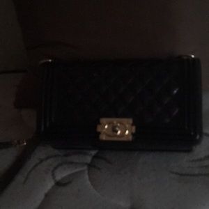 Black see through hand bag